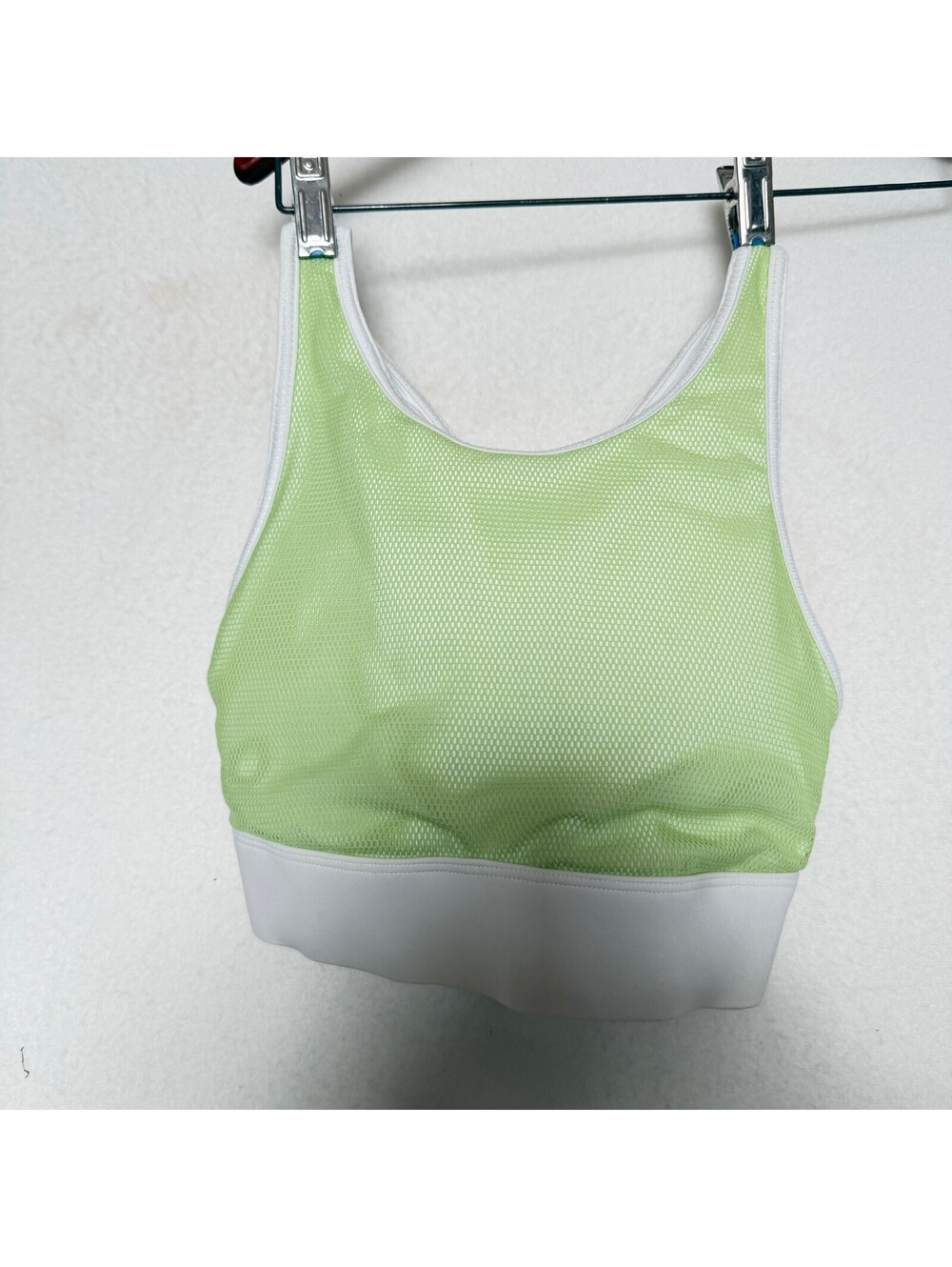 Fabletics Women's Athletic Sports Bra Green White Mesh Criss-Cross Back Size XXS